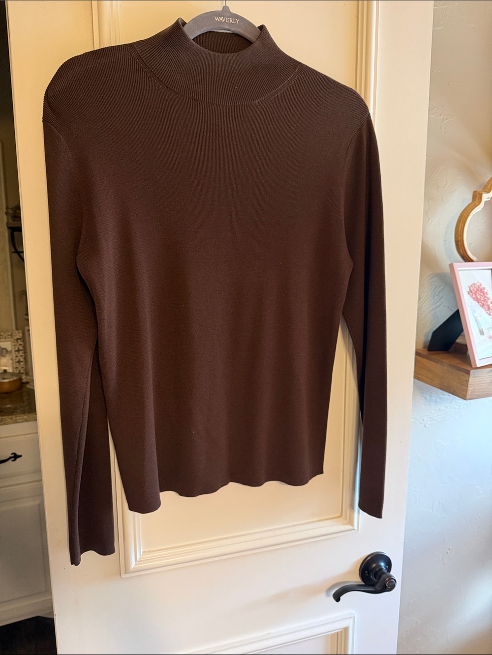 Coldwater Creek Chocolate Brown silk Mock Neck Sweater